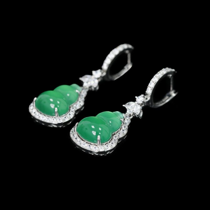 925 Silver Gold-Plated Natural Chalcedony Earrings with High Carbon Diamond Accents - Image 3