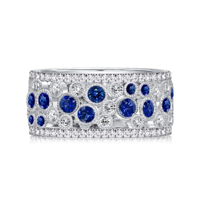 925 Silver Gold-Plated High Carbon Diamond GRC Cultured Cobalt Spinel Peacock Blue Ring