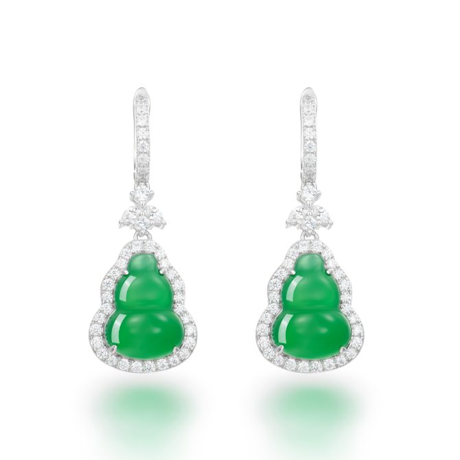 925 Silver Gold-Plated Natural Chalcedony Earrings with High Carbon Diamond Accents