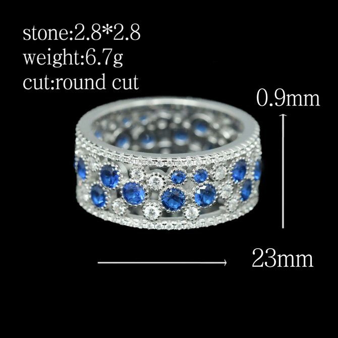 925 Silver Gold-Plated High Carbon Diamond GRC Cultured Cobalt Spinel Peacock Blue Ring - Image 2